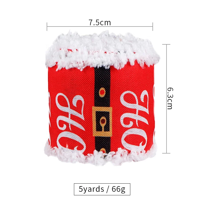 MSD Ribbon Customized Red Burlap Merry Christmas Printed Ribbon for Christmas Decoration