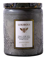 wholesale Medium Embossed Glass cup Candle soy wax aroma home decoration candle gift for indoor Medium Embossed Glass cup Candle