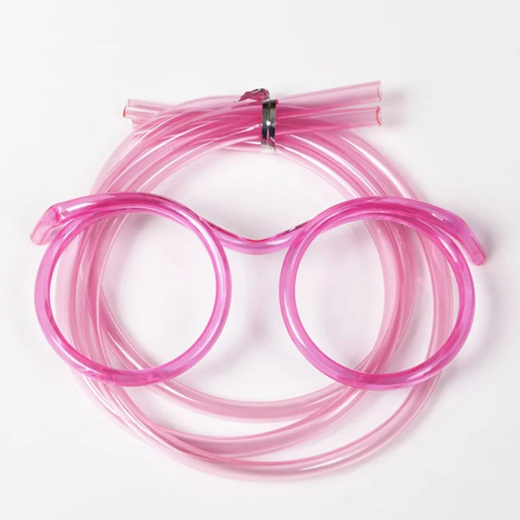 Reusable Fun Kids Party Creative party plastic straws high transparency glasses shaped drinking straws