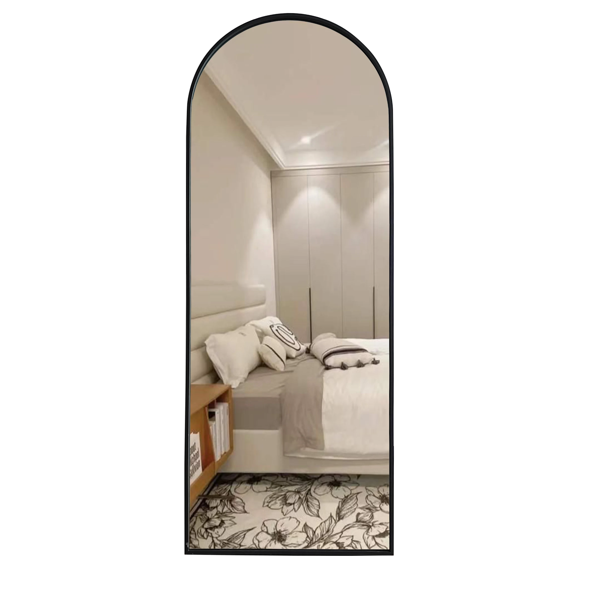 wholesale large arch standing floor mirror luxury metal frame decorative full body miroir custom large black mirror luxury decor