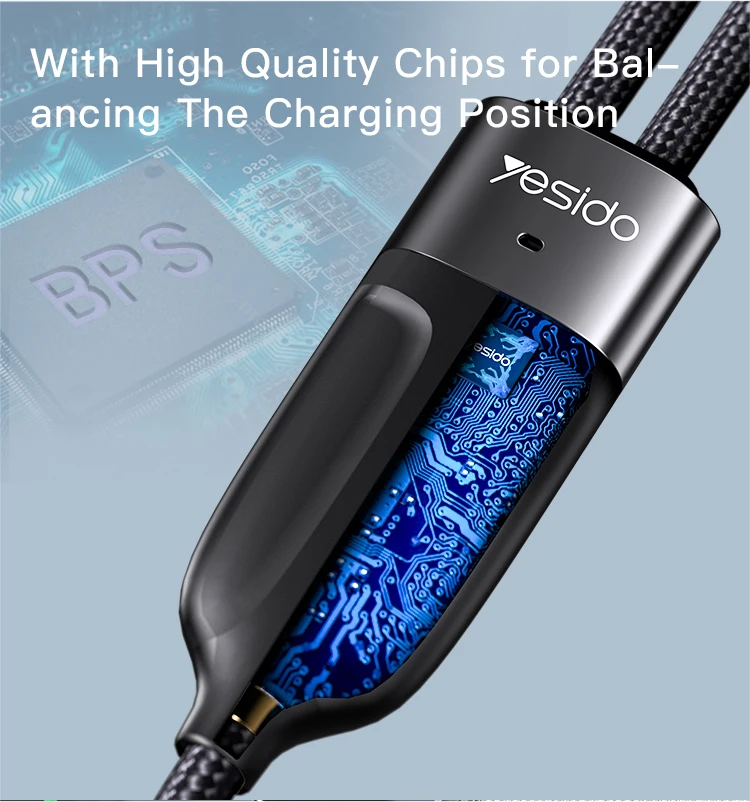 YESIDO Max 100 Вт Супер быстрая зарядка 2 в 1 кабель с разъемами типа C и USB для передачи данных ноутбука планшета мобильного телефона