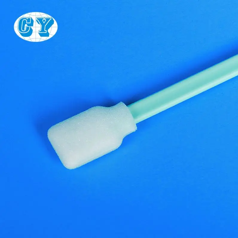 Disposable sponge swab with plastic handle for cleaning