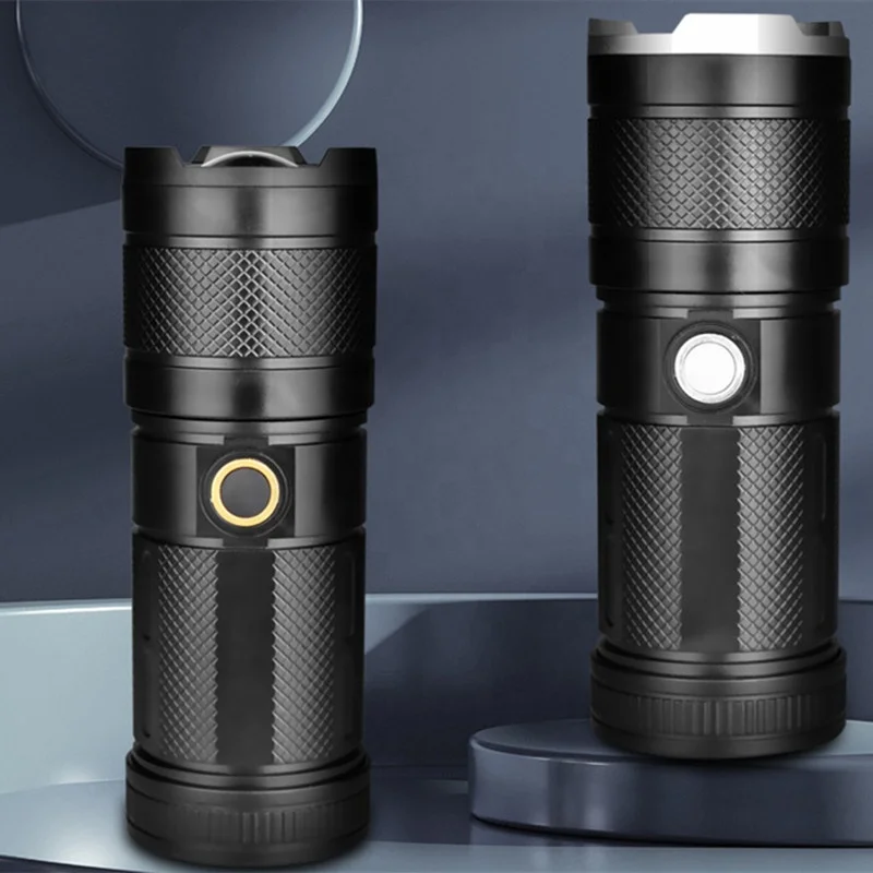 Biumart High Lumen Zoomable Tactical Flashlight Outdoor Portable Multi-function Rechargeable Flashlights Torches