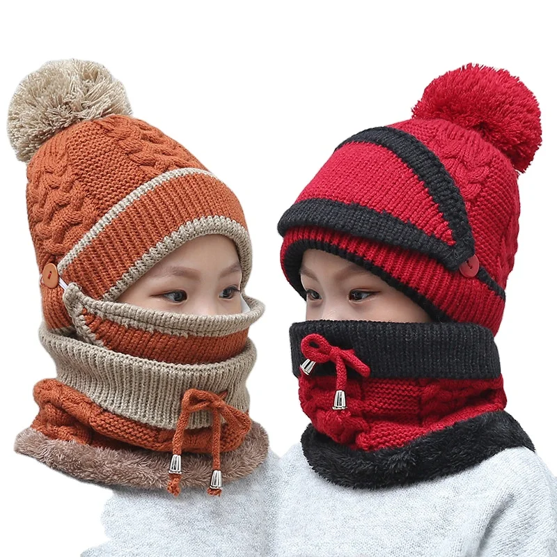 Unisex kids autumn children winter hat and scarf sets for kids