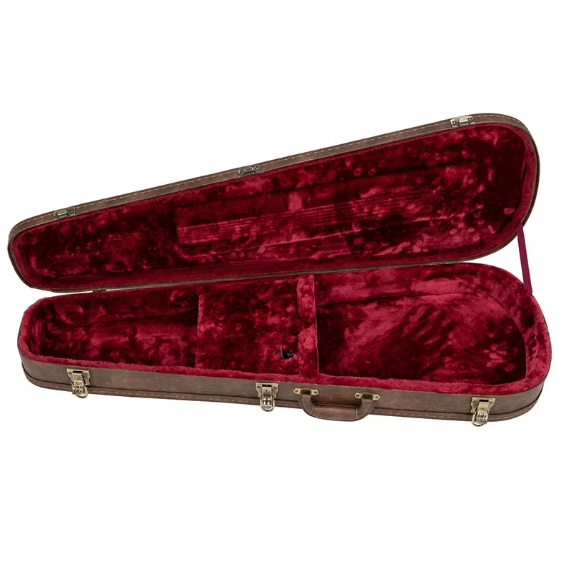 Factory Direct Sale Moisture-proof Water-Drop-Shaped Leather Wooden Electric Guitar Case Acoustic Classical Instrument Cases