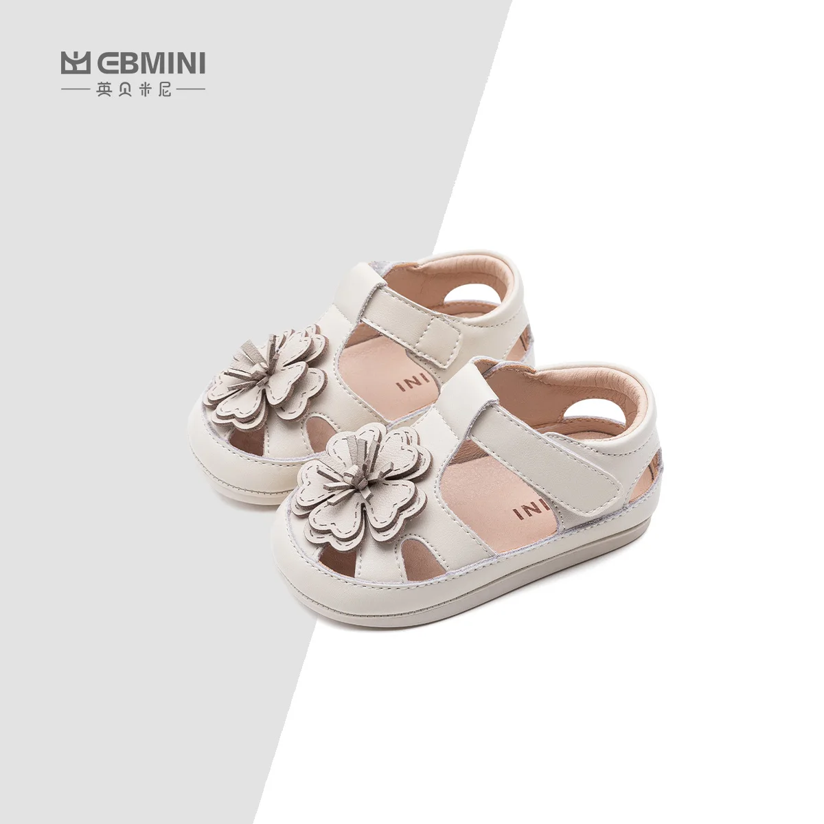 Ebmini summer pure color all-match breathable comfortable soft sole baby girls princess toddler sandals