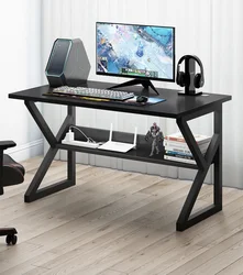 Modern Style Home Office Black Desktop Student Table Single Steel and Wooden Computer Desk