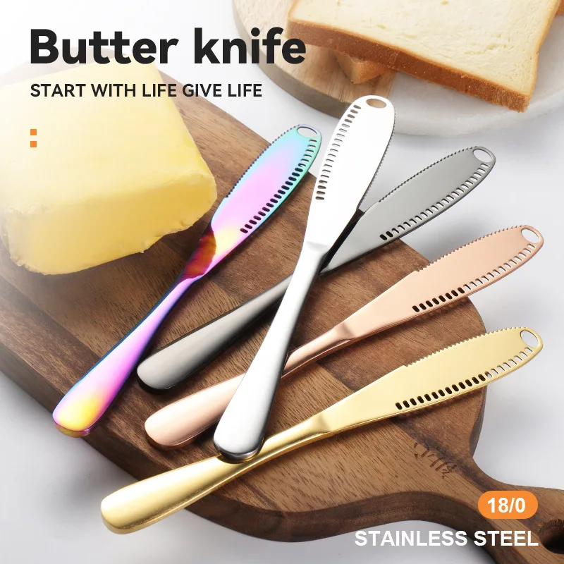 Hot Sale Stainless Steel Butter Knife Gold Silverware Cutlery Set Kitchen 3 in 1 Jam Peanut Butter Knife