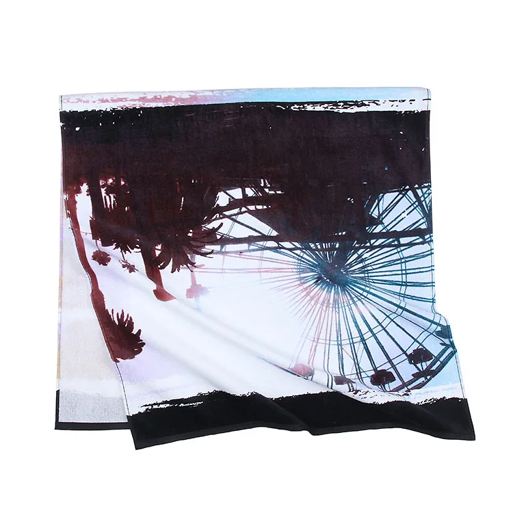 Fancy Design Custom Printed 100% Cotton Sand Free Beach Towels