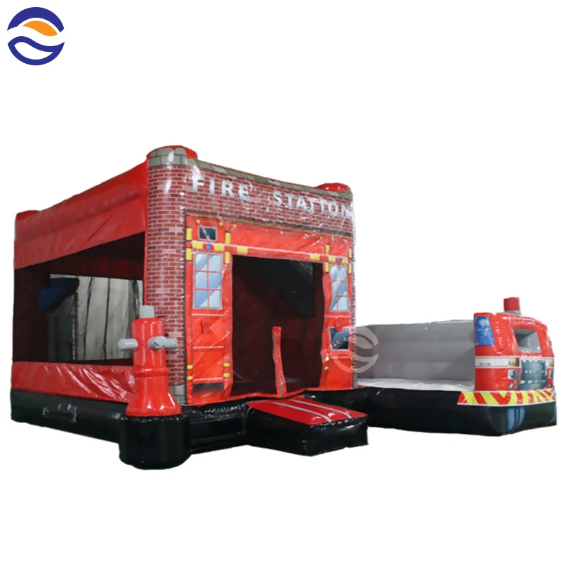 Надувная пожарная станция прыгающий дом с водной горкой автомобиль надувной замок комбо