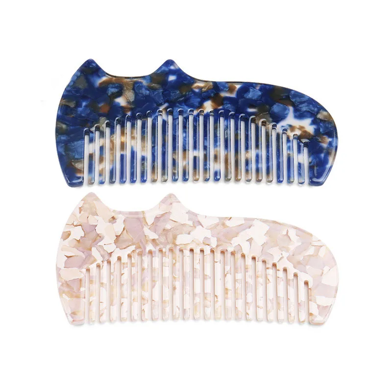 Acetate wide tooth blond hair comb white marble vintage acrylic fancy tortoise hair comb cellulose acetate