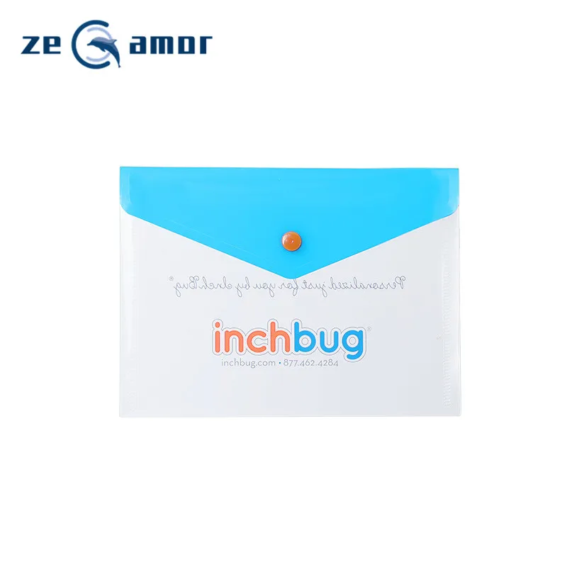 Zeamor A4 Size Logo Customized Design Plastic Blue Clear Paper File Covers Folder