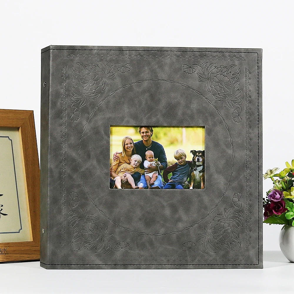 2023 Custom Wholesale Hardcover pu leather photo album 4x6 Self adhesive photo album scrapbook Wedding memory book with Stickers