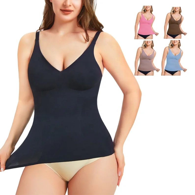 High Quality Tank Top Women Tummy Control Shapewear Tops Body Shaper Smoothing V-Neck Camisole Cami Tops