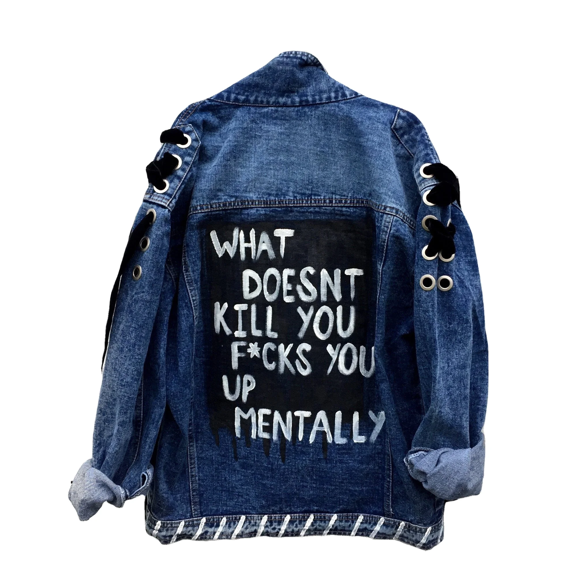 Fancy  wholesale new fashion jean customize logo printed winter denim jackets women