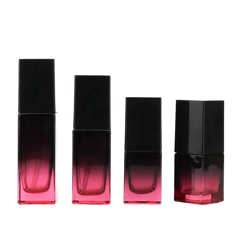 15ml 20ml 30ml 40ml Empty Square Glass Liquid Foundation Cosmetic Custom Container bb Cream Makeup Pump Lotion Bottle
