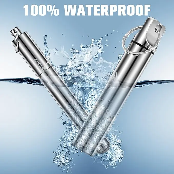 Toothpick Holder Pocket Airtight Metal Storage Tube For Travel Waterproof Pocket Purse Container Holder With Keychain For Picnic