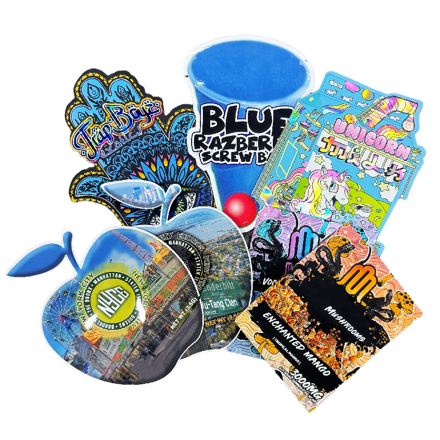 Custom Die Cut Holographic Child Resistant zipper smell proof for packaging 3.5g Pouch Mylar Bags