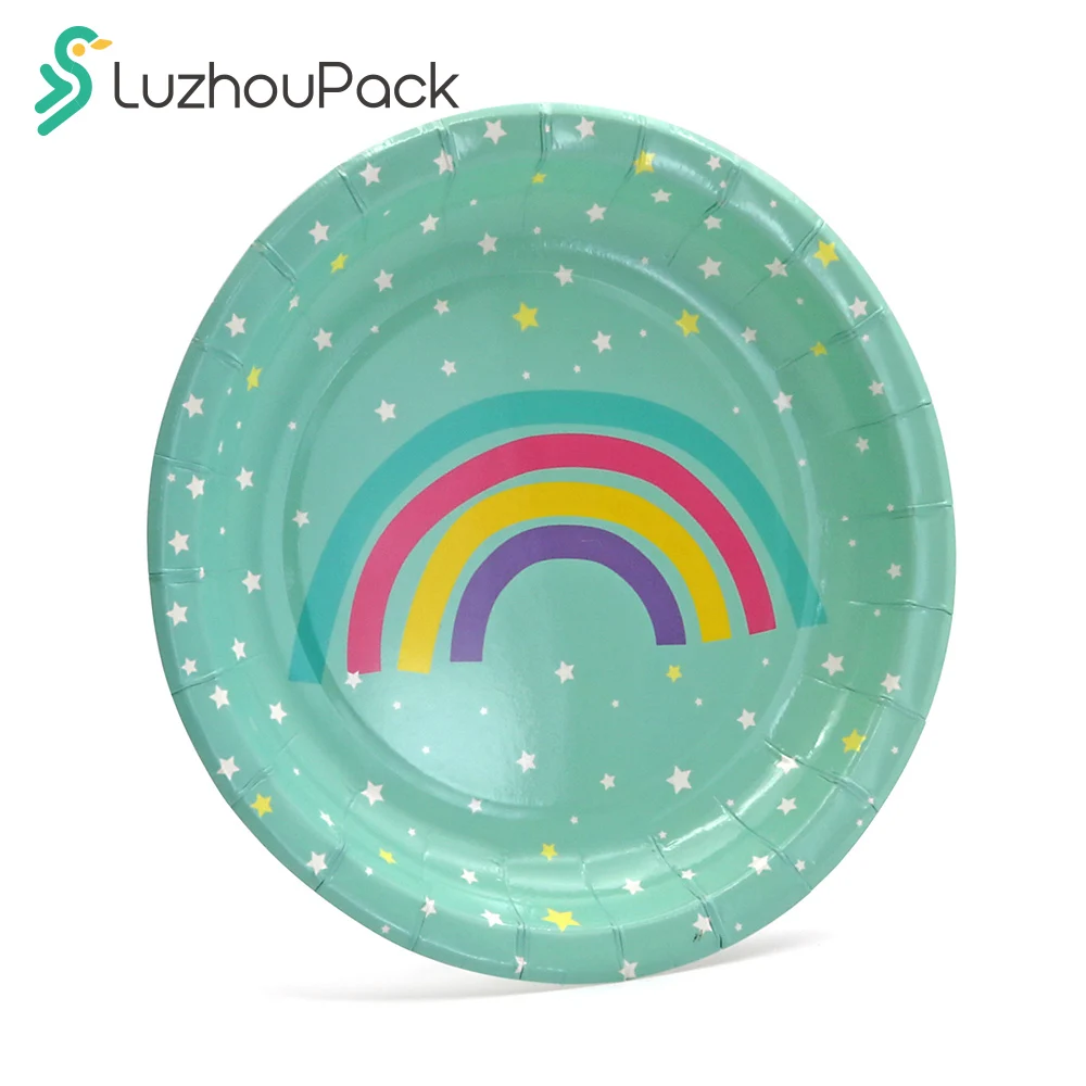 LuzhouPack Party Tableware Set Sweet Dishes Large Paper Plates Disposable Round Paper Food Serving Dishes