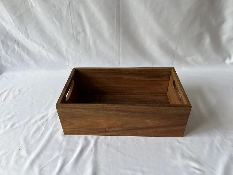 FSC certificated Acacia Wooden Serving Tray with Handles,Wood Serving Platter,Storage Tray Organizer for Kitchen Countertop