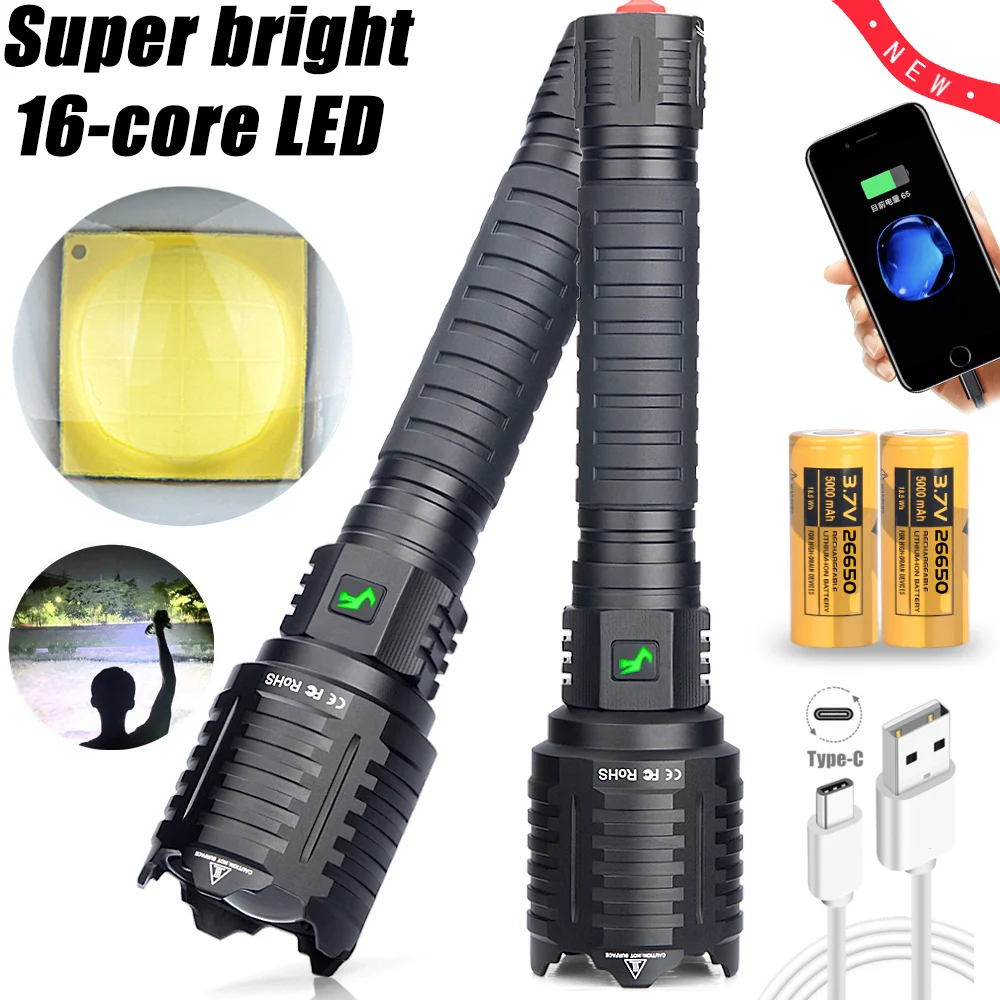 LED Ultra Long Range Flash Light 6800 Lumens Flashlight Most Powerful Flashlight