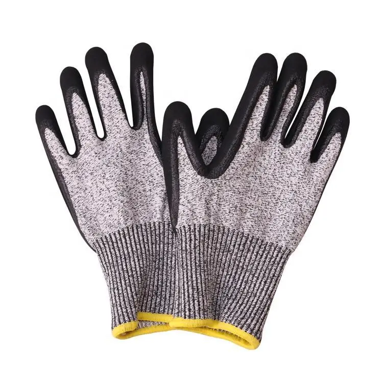 HPPE En388 Glass Protective Industry Cut Resistant Winter Gloves Anti-cut Level 5 Construction Latex Coated Safety Work Gloves