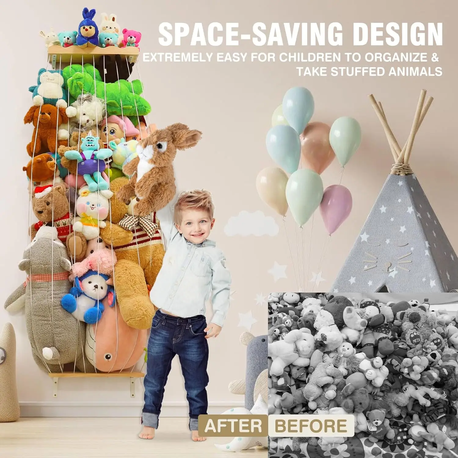 Wooden Plush Toy Organizer  Toy Storage Shelf Stuffed Animal Storage Toys