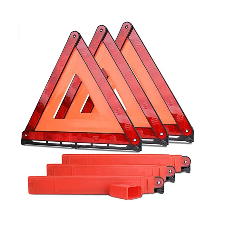 Foldable 3 Pack of Emergency Warning Reflector Roadside Reflective Early Warning Sign Safety Triangle Kit