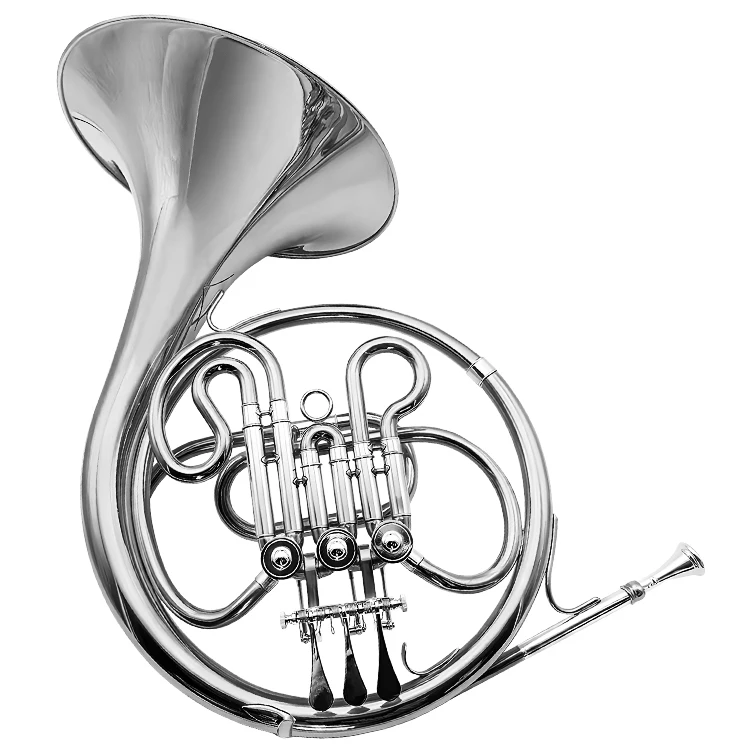 Silver Instrument Professional Triple French Horn 3 Keys Bb Brass Single French Horn for Beginner Professional Playing