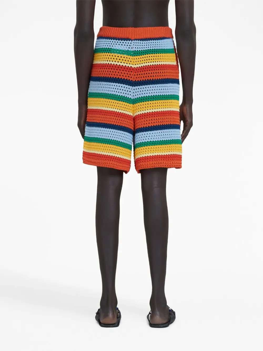 Custom OEM & ODM men Crocheted knitted  Shorts winter Knit Pants men knitwear Striped cotton Drawstring Hollow out knit Shorts