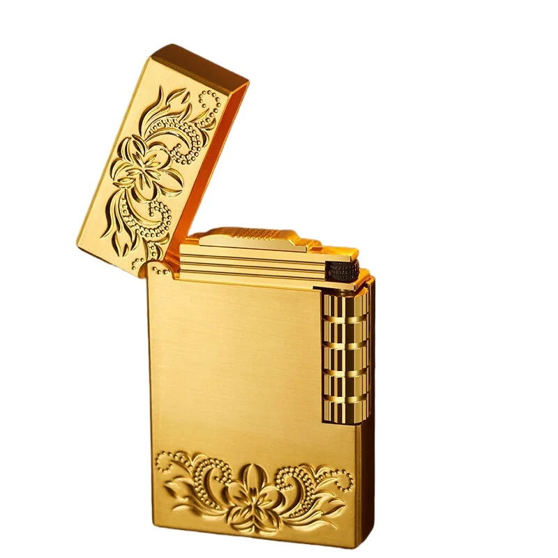 KY Classic Grinding Wheel Gold Pipe Cigar Windproof Cigarette Slim Gas Outdoor Metal Funny Lighters