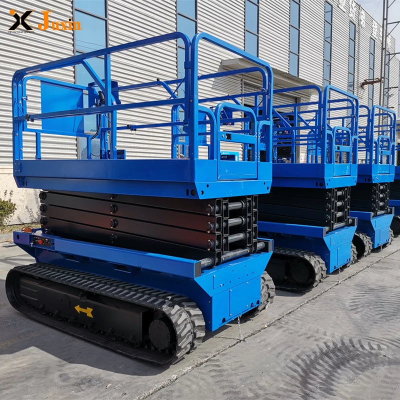10m 12m working height Tracked crawler scissor lift manlifts for air job with jacks