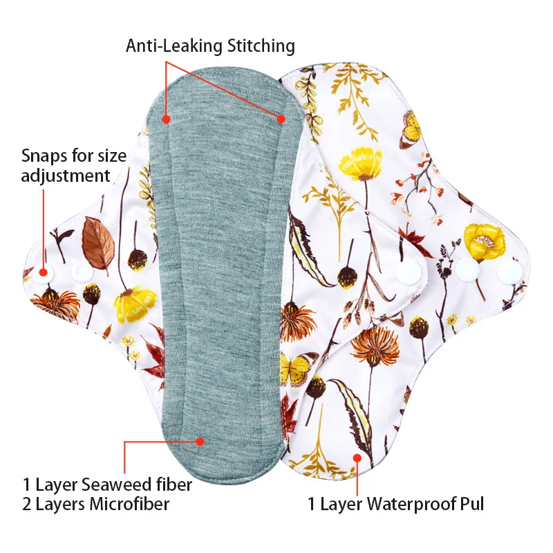 BES private label organic reusable menstrual cloth pads colorful microfiber towel cloth pad fabric oeko tex 100