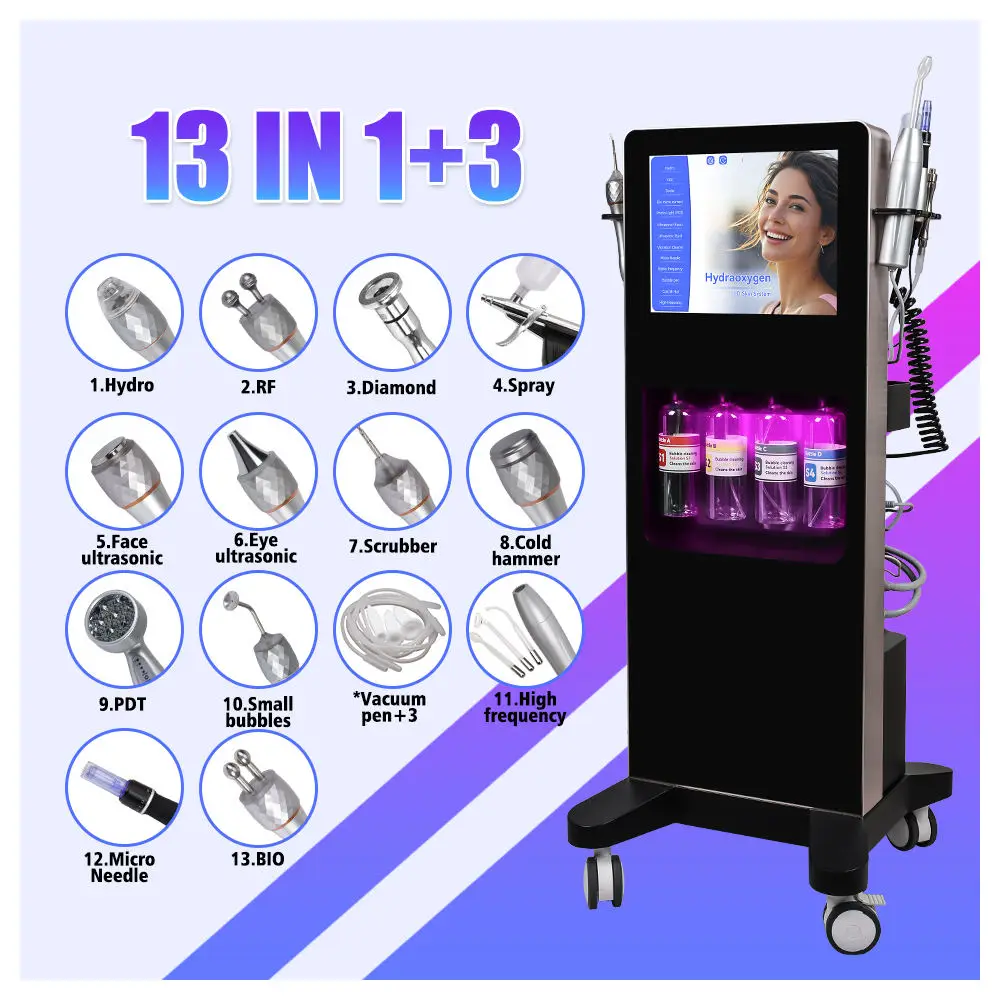 Newest 13 in1 aqua peel up oxygen hydra deep cleaning facial machine hydra microdermabrasion Machine
