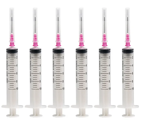 Veterinary Plastic Syringe 10CC Disposable Luer Slip Syringes With Needle for Animal Use