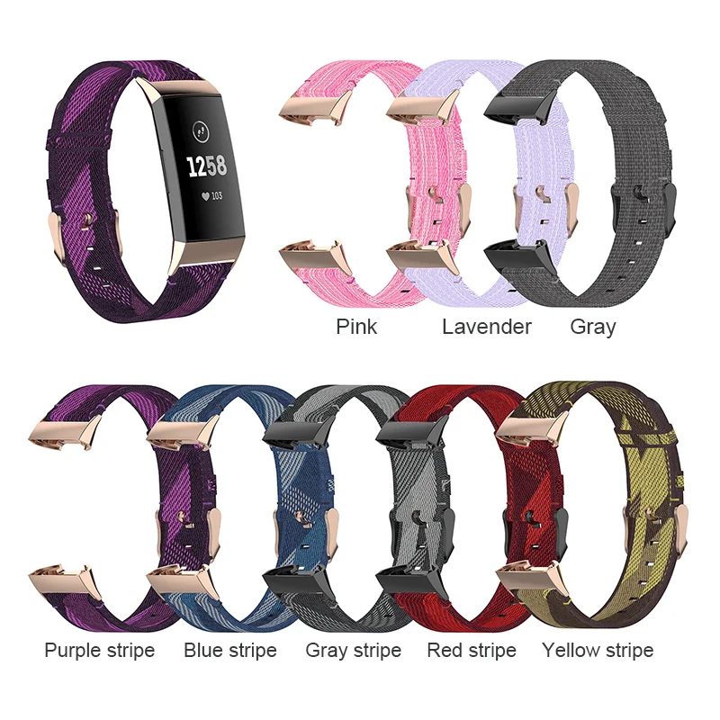 Qiman Fashion Military Nylon Woven Watch Strap for Fitbit Charge 3 SE Charge 4 SE Durable Watch Band For Fitbit Charge 4