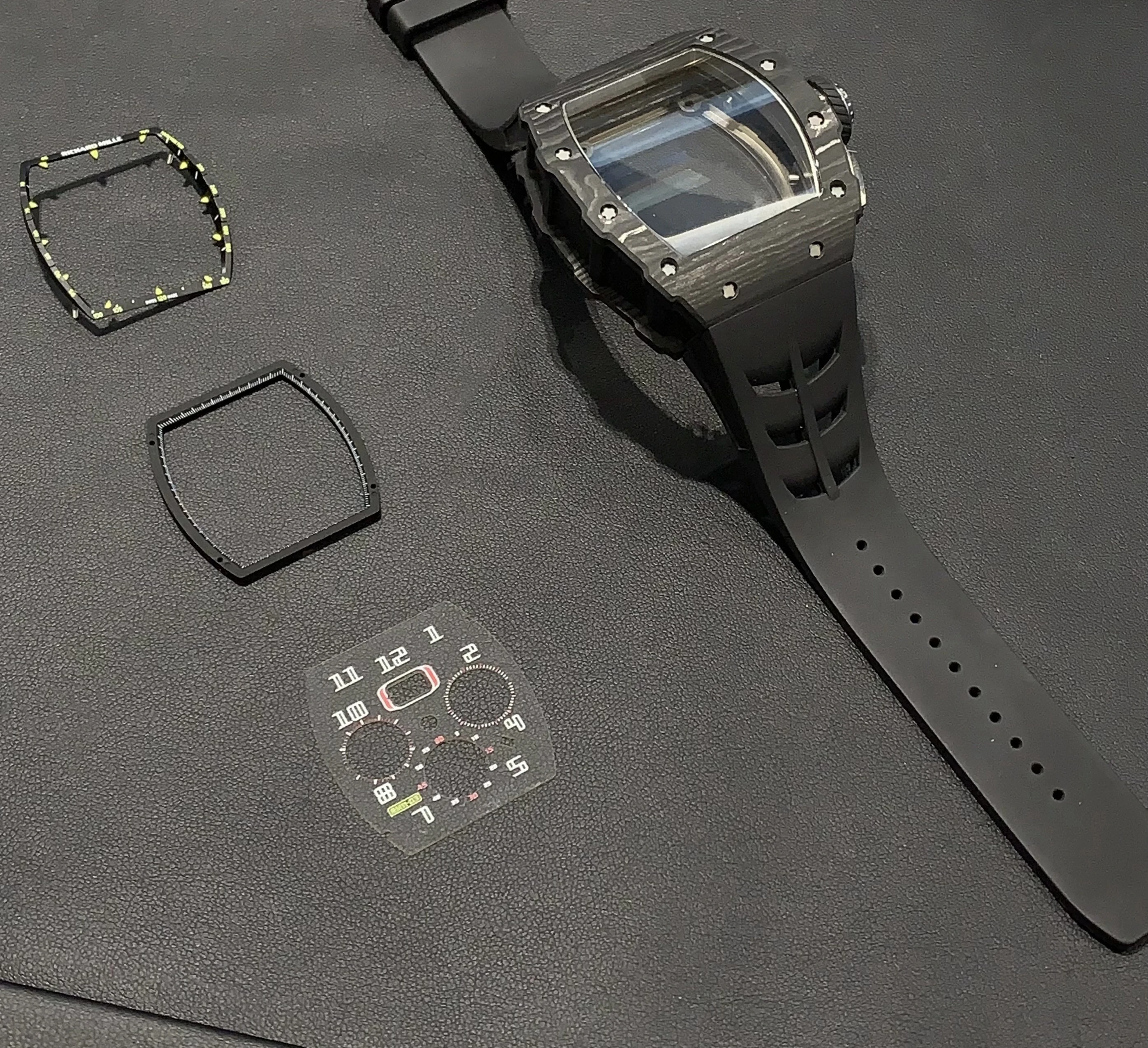 Customized 36mm Watch Accessories Ceramic Case RM Automatic  Mechanical Watch With Sapphire glass and rubber straps