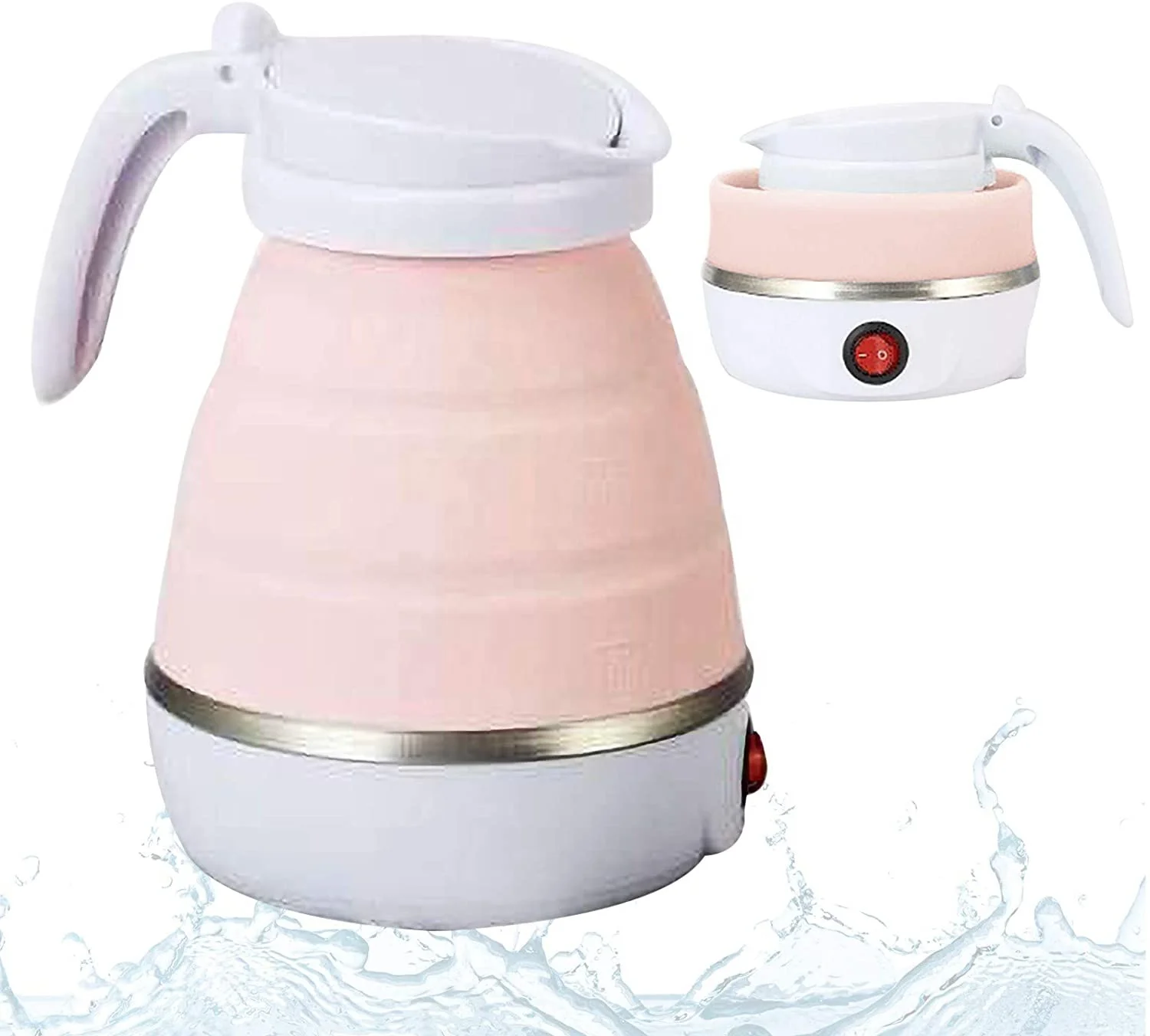 Silicone Travel Foldable Electric Kettle Portable Dry Protection with Dual Voltage and Separable Power Cord 110-220V US Plug OEM