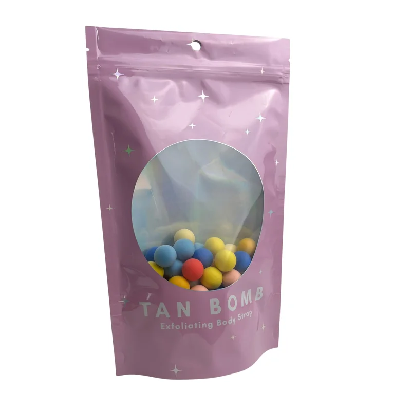 Custom plastic stand up pouch top zipper locked with window packaging