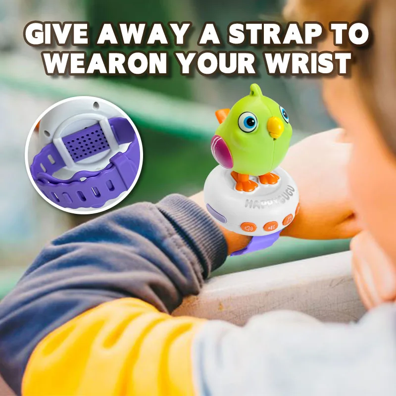 Electronic Talking Bird Watch Bird Whistle Animal Wrist Cartoon Watch with Music and Lights Educational Recordable Toys