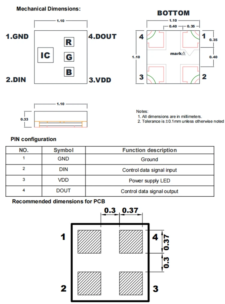 addressable rgb led chip 1010 SK6805-EC10 EC13 EC14 EC15 EC20 EC2018 EC3227 EC4228 SK6805side-ec4004 digital side emitting diode