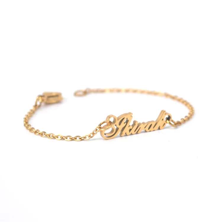 18K Gold Plated Stainless Steel Custom Personalized Baby Name Bracelet