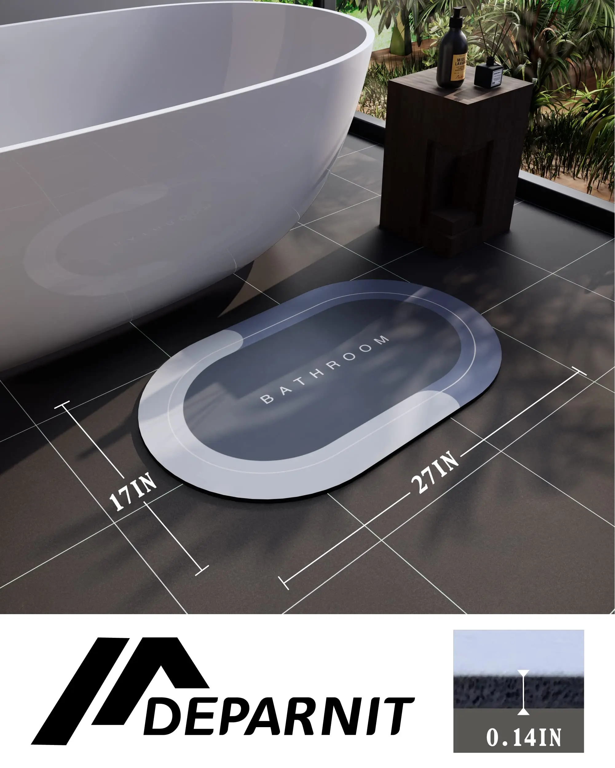Factory Direct Easy-to-Clean Washable Rubber Floor Mats for Bathroom and Kitchen Modern Design Non-Slip and Absorbent