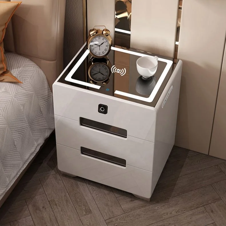High End Luxury Furniture Bedroom Factory Wholesales Multifunctional Bedside Table Wireless Charging Smart HI-FI Speaker