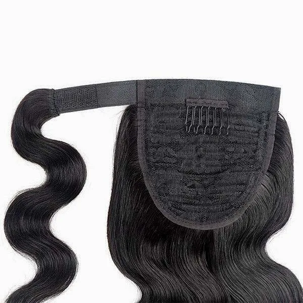 DKL Brazilian Body Wave Ponytail Human Hair Magic Paste Wrap Around Ponytail Clip In Hair Extension Natural Color 10-50inch