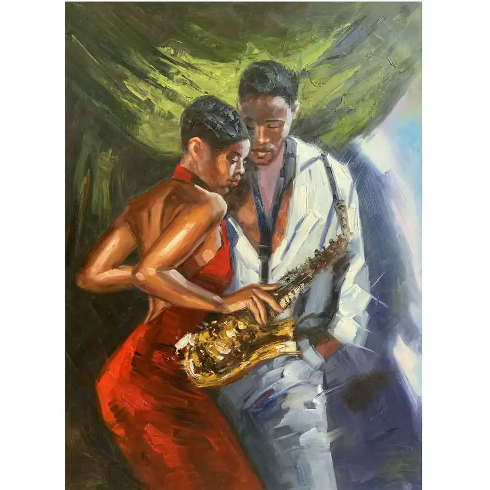 African Art Black and Gold Woman Oil Painting on Canvas Posters  Wall Art Picture for Living Room