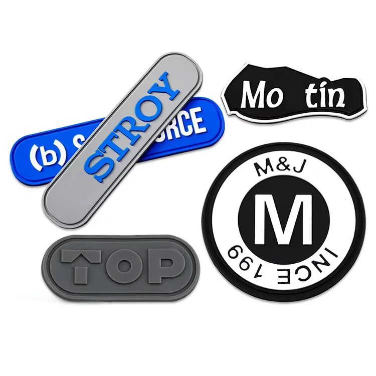 Garment accessories transparent 3d raised pvc patch velcro back sewing on custom pvc soft rubber patch logo