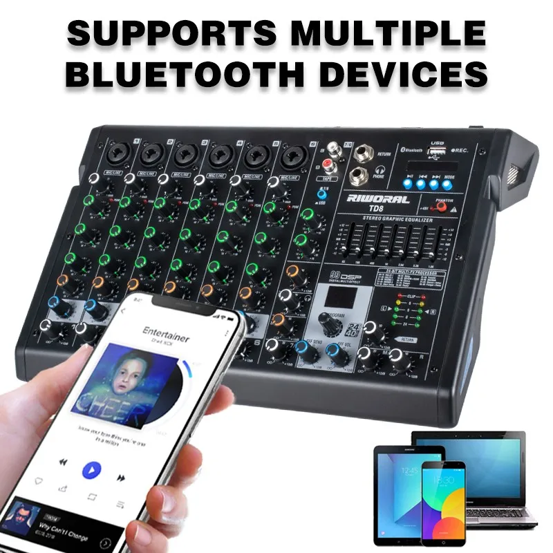 TD4  2 Channel DJ sound mixer professional With 48V USB MP3 99 DSP audio console mixer