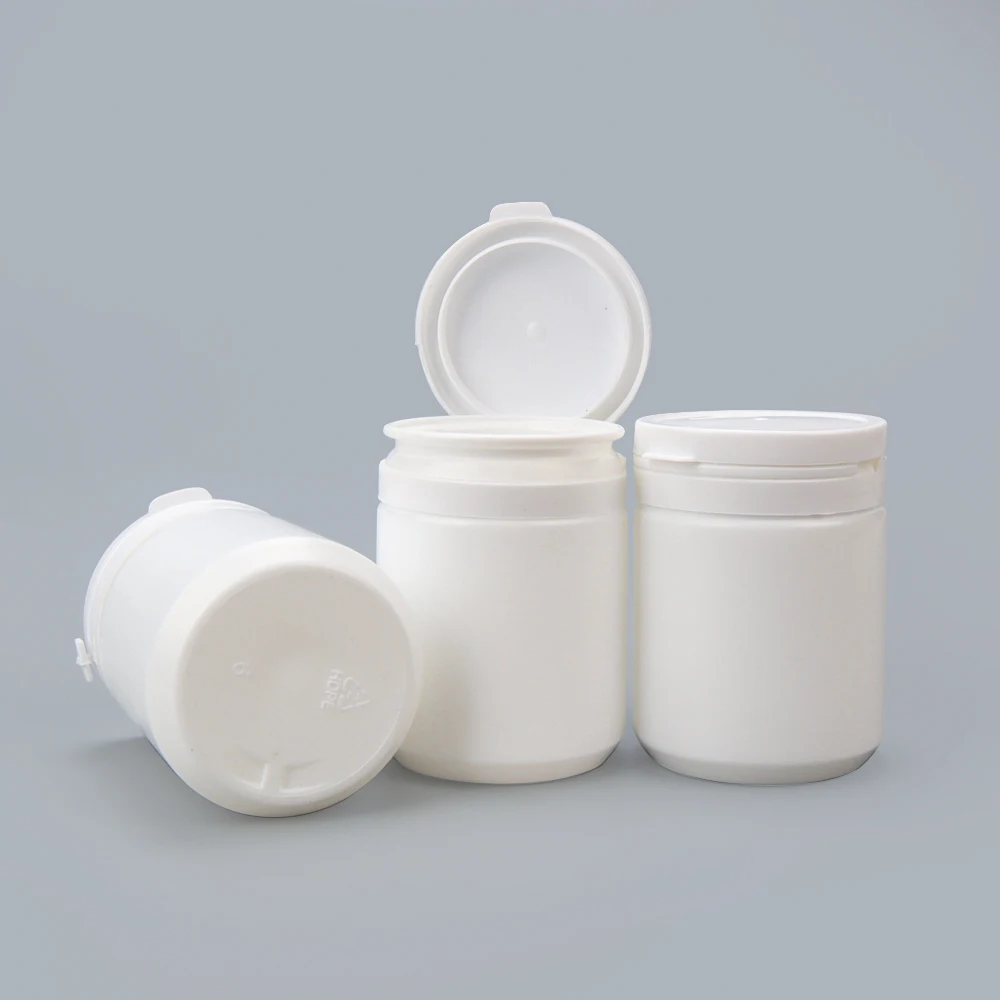 150ml Empty White HDPE Pill Capsule Container Chewing Gum Bottle With Flip Top Cap