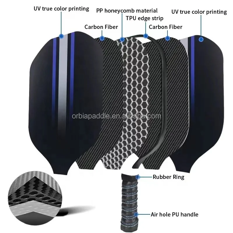 Orbia Sports Pro Pickleball Paddles Custom Logo Rough Surface Carbon Fiber Pickleball Paddles Most Selling Product In Alibaba
